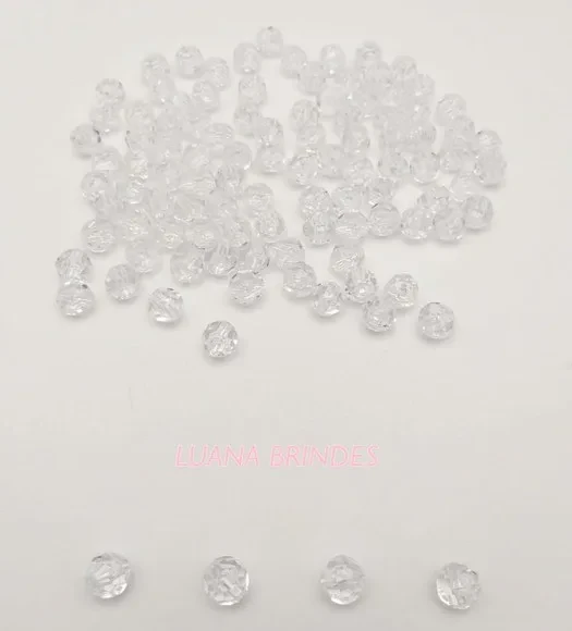 Bolinha Acrílica Transparente Facetada 10mm Pct 100 Unidades
