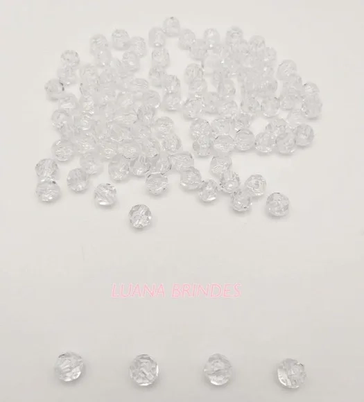 Bolinha Acrílica Transparente Facetada 10mm Pct 100 Unidades