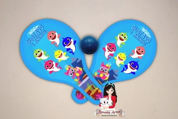 Raquetes de Ping Pong Tema Baby Shark