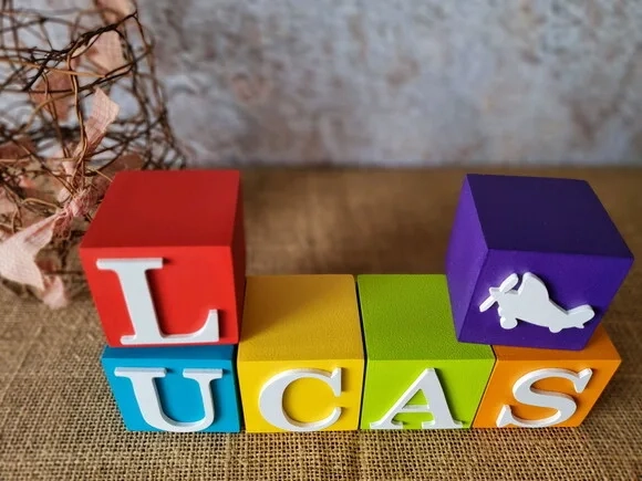 Cubos com Nome 6x6cm Ursinho Aviador