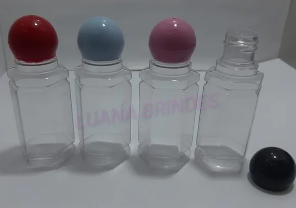 Frasco Facetado Pvc 30ml C/tampas Coloridas-pct C/10 Unid