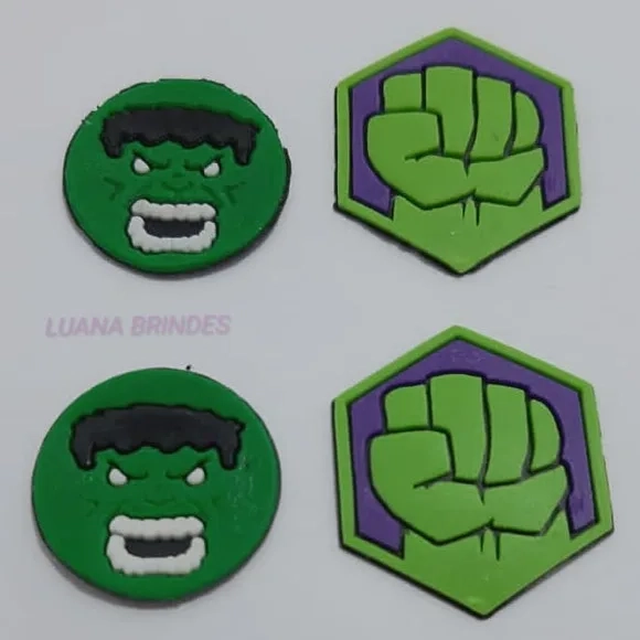 Apliques Símbolos Hulk de borracha - pct c/8 unidades