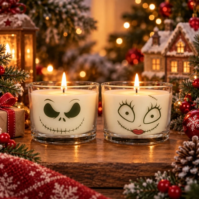 2 Vela Aromática no Copo Personalizada Natal Jack e Sally - O Estranho Mundo de Jack - Trabalhamos com outros temas
