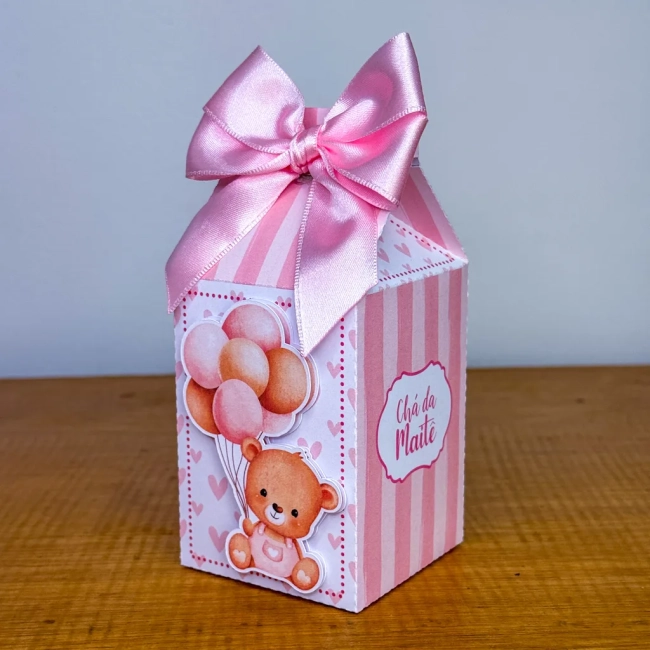 Kit Personalizado Ursinha Rosa 3d Chá de Bebê Arquivo Digital