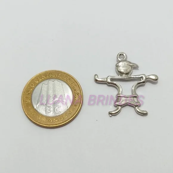 Pingente Menino de Metal Cor Prata -pct c/8 unid