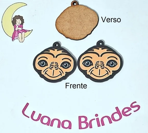 Pingente Et mdf Impresso 4cm Pacotes com 10 Unidades