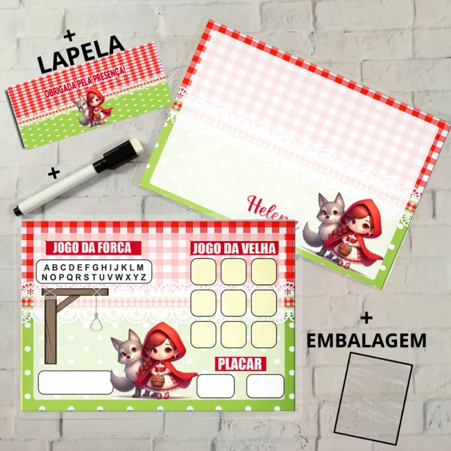 Lousa Magica Personalizada para lembrancinhas da Chapeuzinho Vermelho