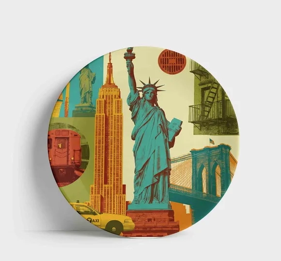 Prato Porcelana Nova York 21cm - Táxi e Chrysler Building