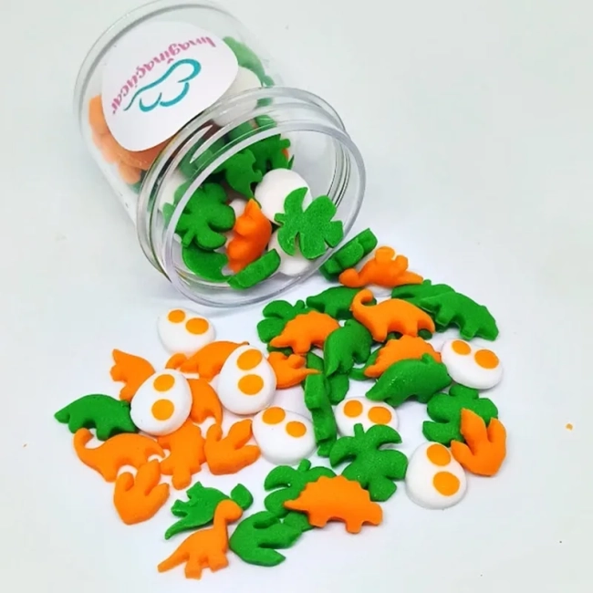 60 Mini Confeitos Dinossauros para decorar brigadeiros