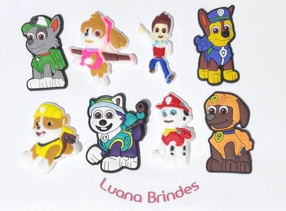 Aplique Patrulha Canina 5cm Pacote com 8 Unidades Variados