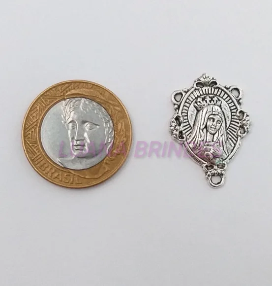 Entremeio Religioso de Maria em Metal Prata - Pct c/ 10 Unid