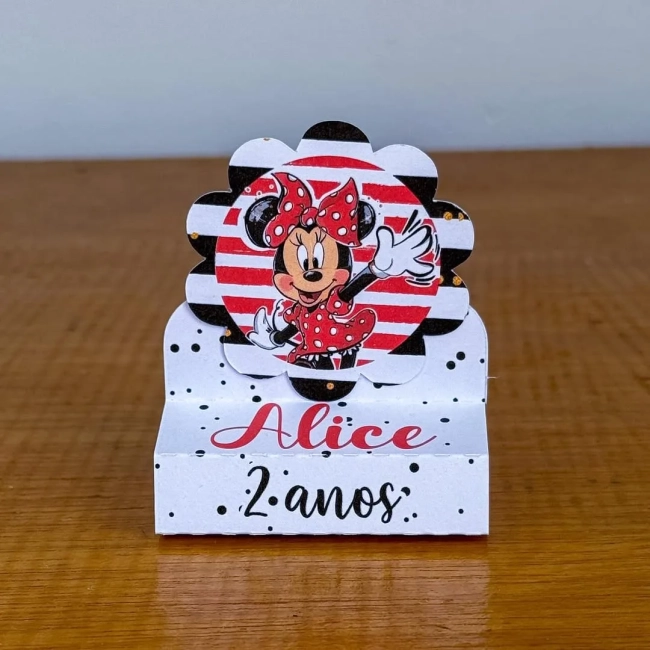PEGUE E MONTE - Porta Bis Duplo Personalizados MINNIE VERMELHA - Decoração de Festa | Lembrancinhas | Aniversário | Personalizados