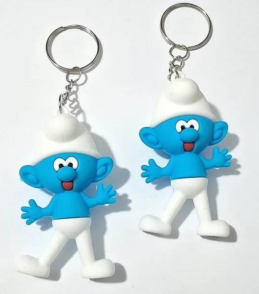 Chaveiros Smurf Emborrachado Pacote com 5 Unidades
