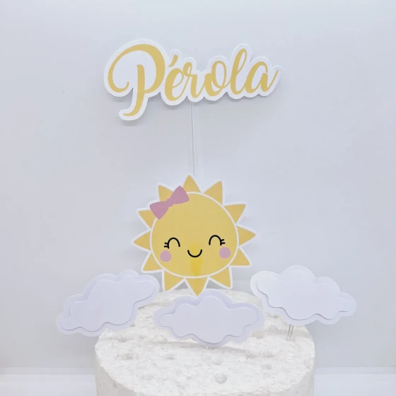 Topo de Bolo Personalizado SOL - Decoração de Festa - Papelaria