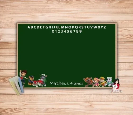 Lousa Personalizada com Giz Patrulha Canina