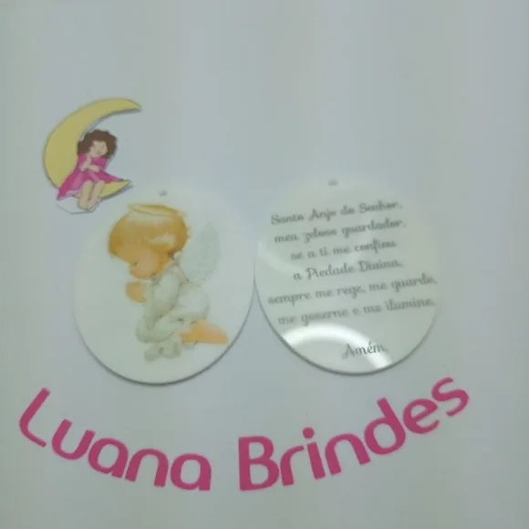 Medalhão Anjo da Guarda de Acrilico Pct 3 Unidades