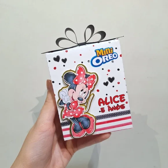 Mini Oreo na Caixa Personalizada - Minnie Vermelha