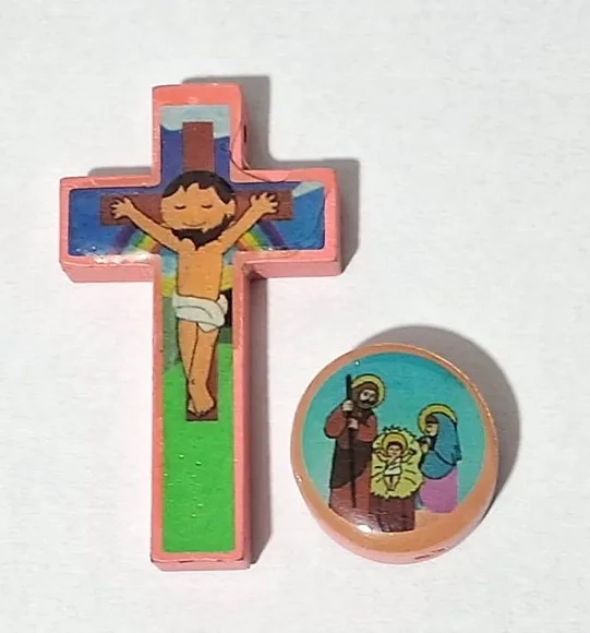 Cruz e Entremeio de Madeira Frente e Verso 4 Kits Variados