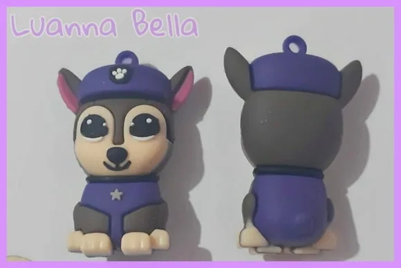 Pingentes Cachorros Roxo e Rosa de Borracha 5cm-Pct c/2 Unid