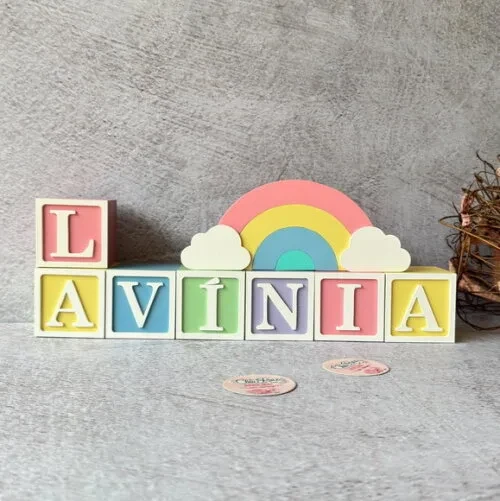 Candy Colors - Cubos 6x6cm Ts + Arco Íris. Decoração Bebê