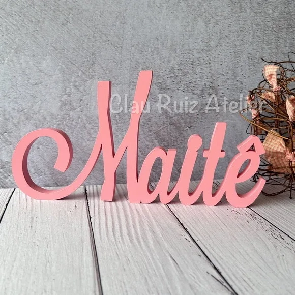 Linha Cursiva -letras Decorativas em mdf Quarto de Bebê