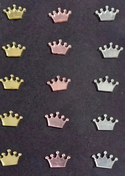 Mini Apliques Coroa Acrilico Espelhado - 2 Cartela
