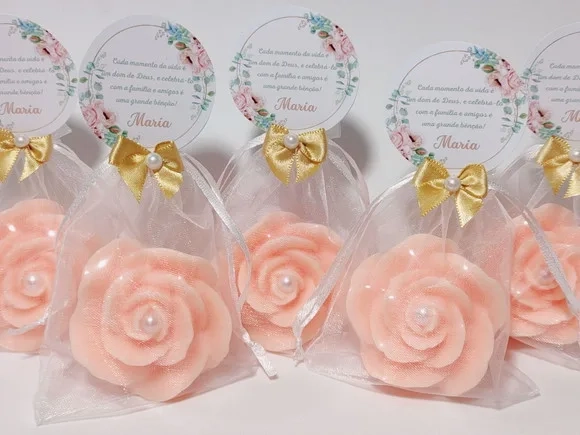 Lembrancinha de Aniversário 90 Anos: Sabonete Rosa Luxo