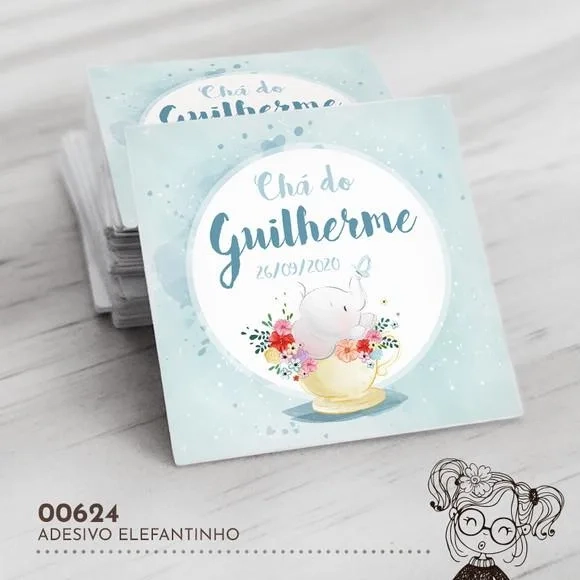 Adesivo Quadrado Elefantinho - 00624