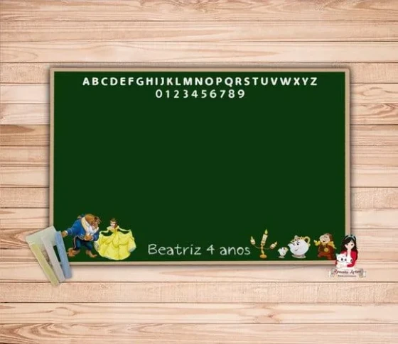 Lousa Personalizada com Giz a Bela e a Fera