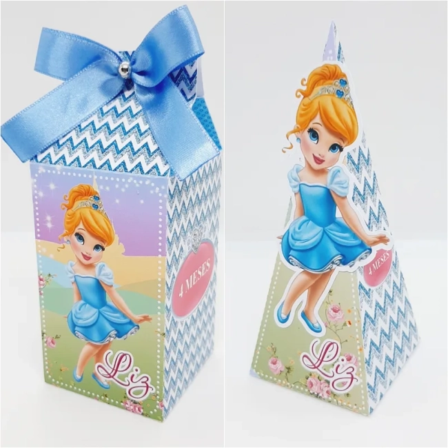 PEGUE E MONTE - Kit Festa Personalizado CINDERELA CUTE - Decoração de Festa - Caixinhas Personalizadas