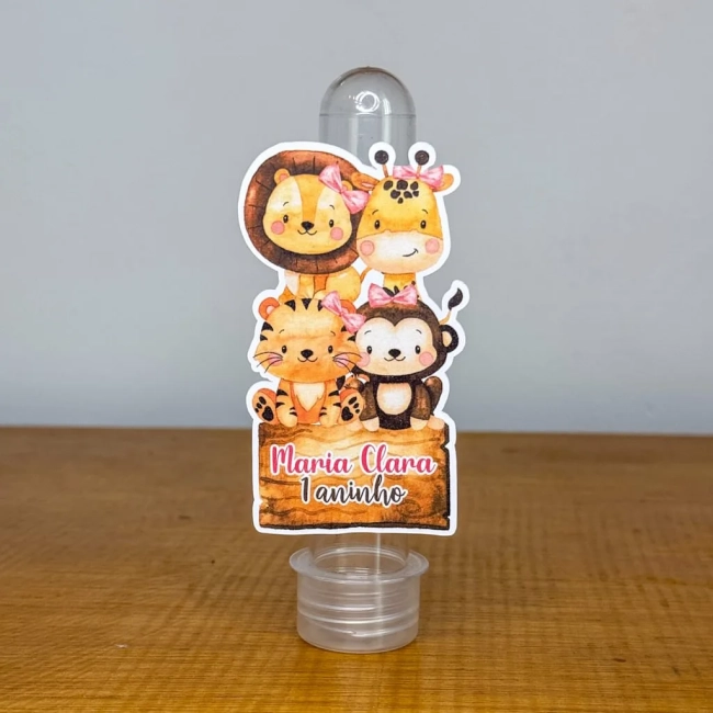 Apliques para Tubetes Personalizados SAFARI MENINA - Decoração de Festa | Lembrancinhas | Aniversário | Personalizados