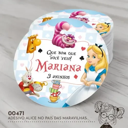 Adesivo Redondo Alice no País das Maravilhas - 00471