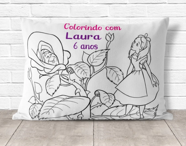 Almofada de Colorir Pinte e Lave da Alice no País das Maravilhas