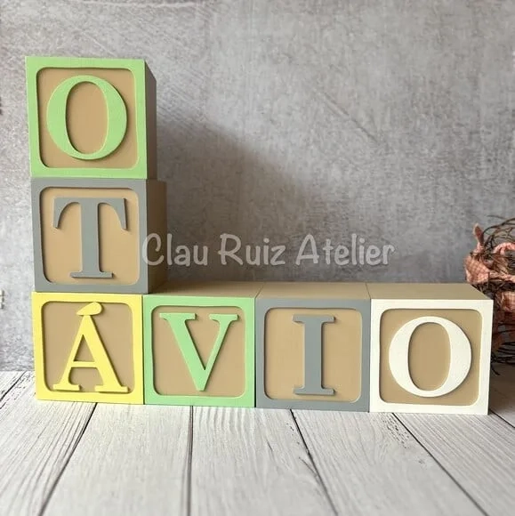 Cubos 10x10cm Bordas Decoração Infantil Quarto de Bebê