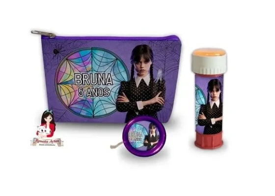 Necessaire com Ioiô e Bolhas de Sabão Wandinha