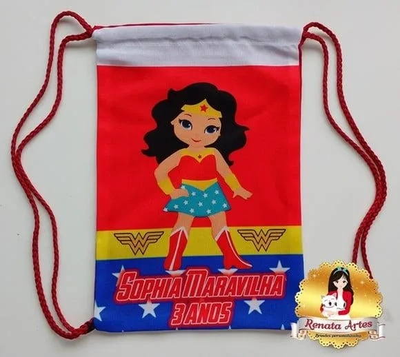 Mochila de Tecido Personalizada Mulher Maravilha Baby