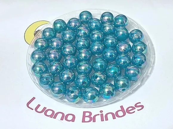 Bola Azul Irisada 10mm Pacote com 50 Unidades