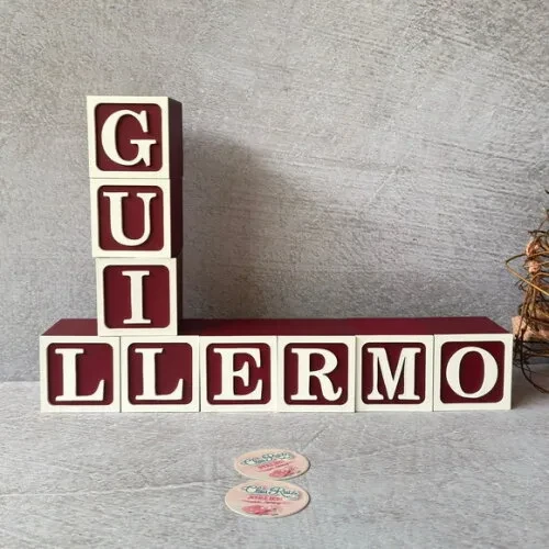 Nome com Moldura Cubos 6x6 Decoração Bebê e Criança