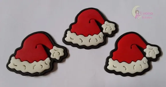Aplique Chapéu Papai Noel de Borracha - Pct com 7 Unidades