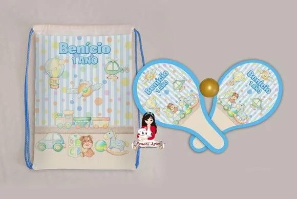 Mochila Ping Pong Tema Brinquedos Vintage