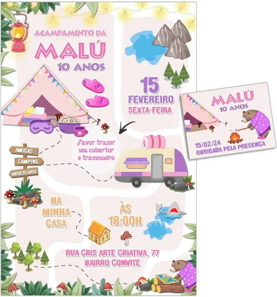 Convite Digital C/tag Acampamento Menina