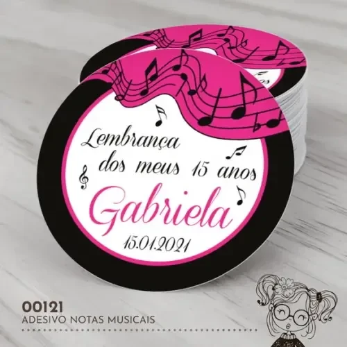 Adesivo Redondo Notas Musicais - 00121