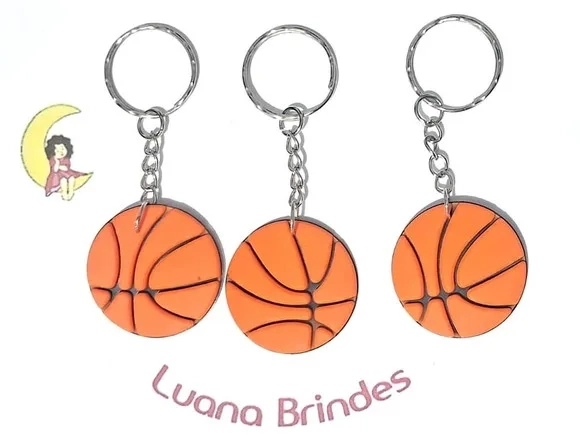 Chaveiro Bola de Basquete Emborrachado Pacote com 6 Unidades