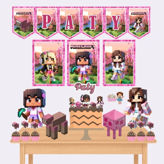Kit Festa Só Um Bolinho MINICRAFT ROSA - Decoração de Festa