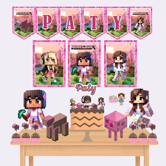 Kit Festa Só Um Bolinho MINICRAFT ROSA - Decoração de Festa