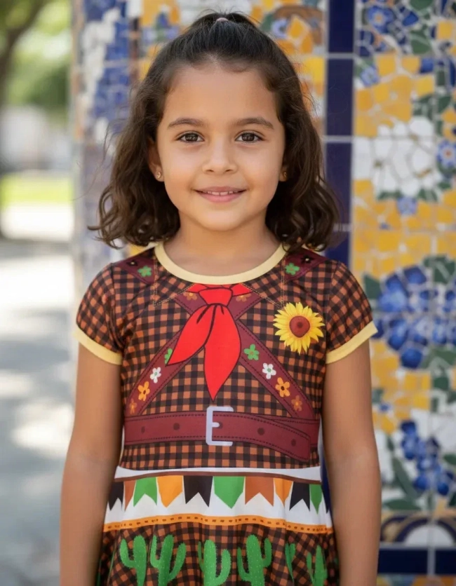 Vestido Maria Bonita Infantil Cangaço Festa Junina Caipira