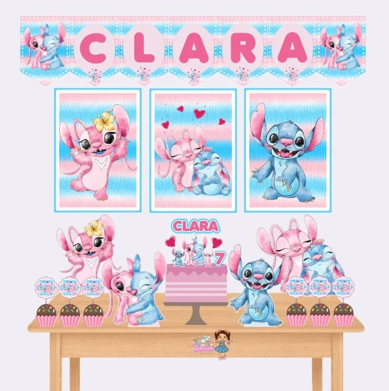 Kit Festa Só Um Bolinho STITCH E ANGEL - Decoração de Festa