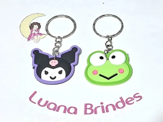 Chaveiro Keroppi e Kuromi Emborrachado Pacote com 10 Unidade