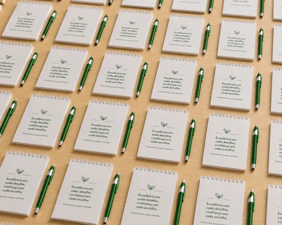 Kit Corporativo Personalizado | Caderneta 14x20 cm + Caneta | Brindes para Empresas, Congressos e Eventos
