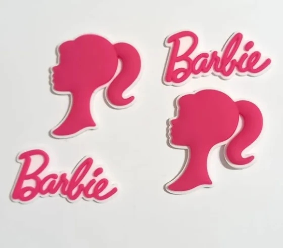 Aplique Barbie e Nome Emborrachado - 6 Unidades